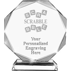 Scrabble Crystal Awards, 6.75" Custom Scrabble Game Award with Engraving Included Prime