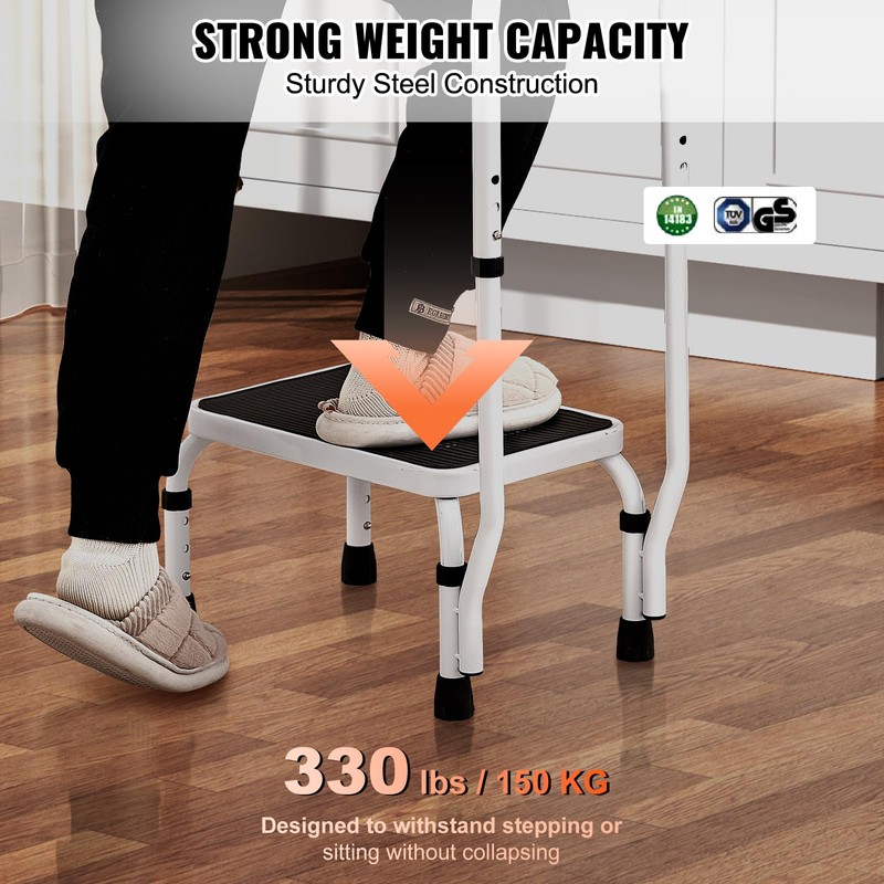 VEVOR Step Stool 1-Step 330lbs Capacity, 3 Adjustable Height with
