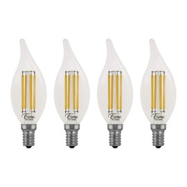 Euri Lighting VBA10-3020e-4 LED Filaments, Dimmable, Warm White 2700K, 4.5W (60W Equal), 500lm, E12 Base, Enclosed and Wet Rated (Pack of 4)