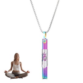 AMBEERT Breathing Necklaces, Anxiety Necklace, Rainbow Hollow Pendant Necklaces, Anxiety Relief, Meditation Necklace, Unisex, Versatile Wear (Seven Colors)