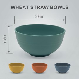 Yemyep Wheat straw bowls, salad bowls, [Set of 4] 26 oz, Large cereal bowls for eating, Microwave Safe & Dishwasher Safe, Bowls for kitchen, BPA Free (Multicolor)