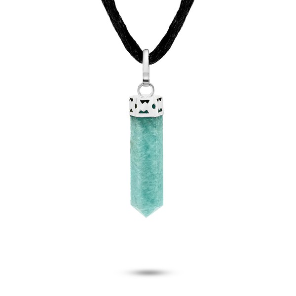 Sugandha Wellness Amazonite Healing Crystal Necklace - Soothe Anxiety & Stress. Brings Peace, Clarity & Communication