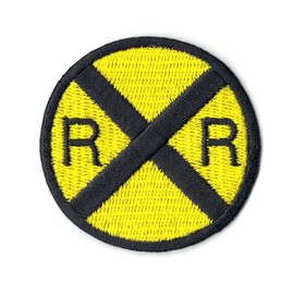 Railroad Crossing Street Sign Patch Train Logo Iron On Embroidered