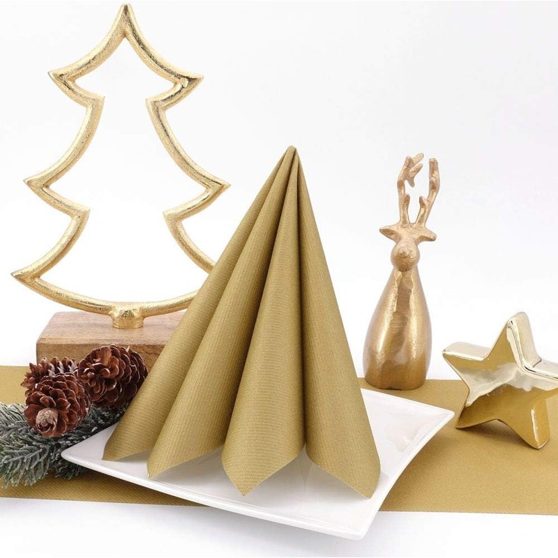 APARTina 50 Serviettes Gold Coloured 33 x 33 cm Fabric-Like