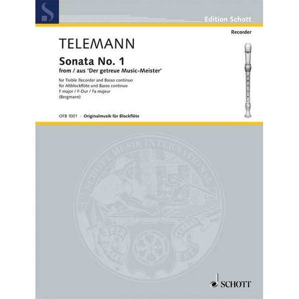 Sonata No. 1 F major: from "Der getreue Music-Meister". TWV 41:F2. treble recorder and basso continuo; cello ad libitum.