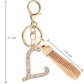 Initial Letter Keychain for Women Girls Bling Letter Pendant Charm Backpack Car Key Accessories with Lanyard, L, S