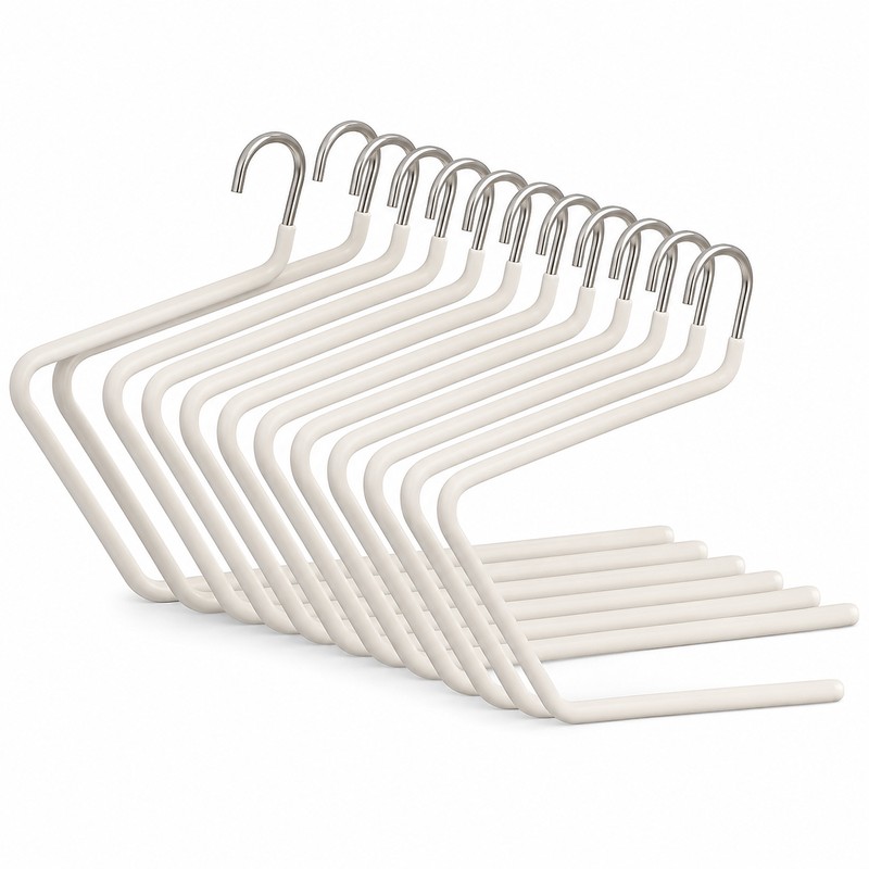 10-Pack Metal Z-Shaped Pants Hangers, Non-Slip Closet Organizer