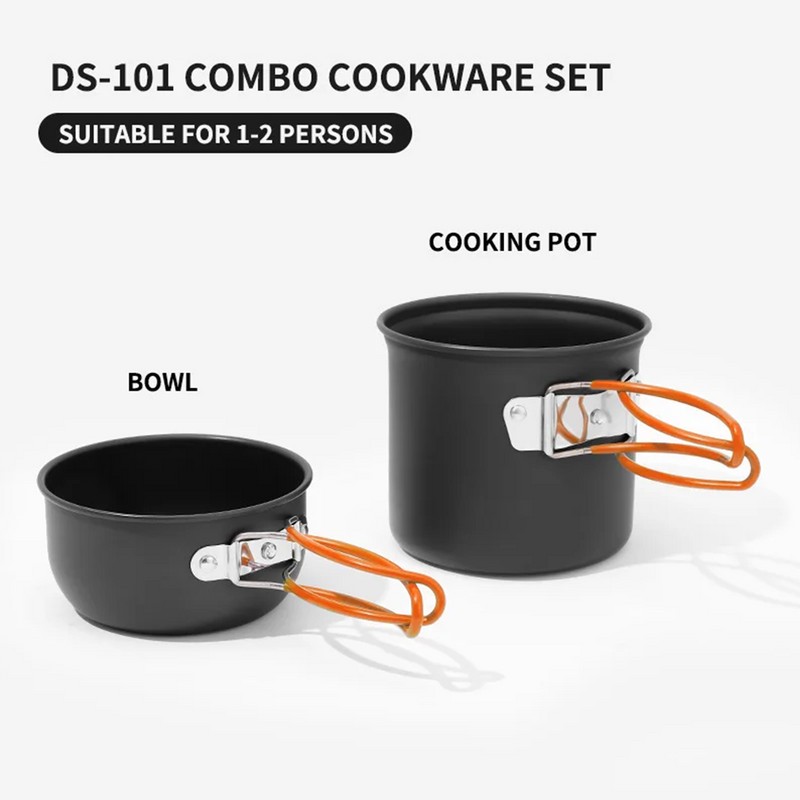 HomeCraft Camping Cookware Mess Kit Lightweight – Durable Space-Saving Construction