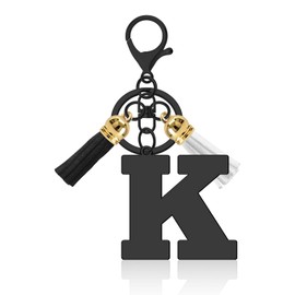 Vadaka Initial Letter Keychain Gifts for Women, A-Z Alphabet Initial Letter Key Chains with Cute Tassel Pendants Stainless Steel Letter Initials Charms for Purse Handbags Car Key Backpack Keyring(K)