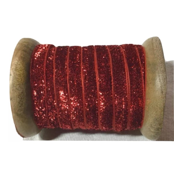 Martha Stewart HOLIDAY SPOOL DECORATIVE RIBBON RED GLITTER 10 YARDS