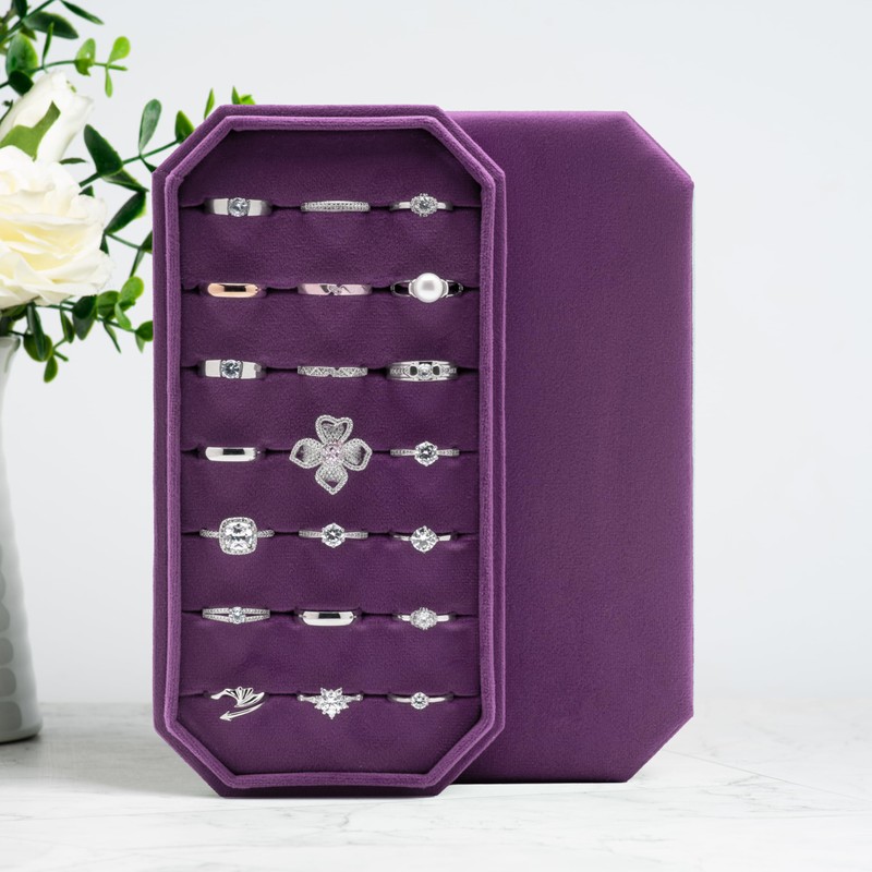 Velvet Ring Organizer Display Tray Jewelry Box Earring Holder Case