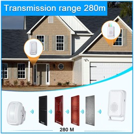 Motion Sensor Doorbell for Business Store Entry Alert Welcome Buzzer Monitor Alarm, Outdoor Door Chime Kit for Home - LED Indicator & Vibration (2 Sensor and 1 Receiver)