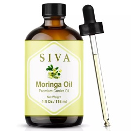 SIVA 모링가 캐리어 오일 4온스 118ml 프리미엄 콜드 프레스 100 천연 드로퍼 포함 피부 관리 헤어 케어 [Moringa] SIVA Moringa Carrier Oil 4 Ounces 118ml Premium Cold Press 100% Natural with Dropper for Skin Care Hair Care [Moringa]