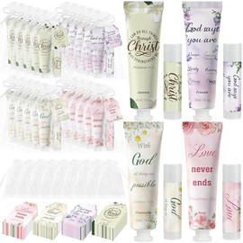 Juego de 24 juegos de crema hidratante para manos, bálsamo labial, kit de versículos bíblicos para iglesia cristiana, regalo inspirador para mujeres, 