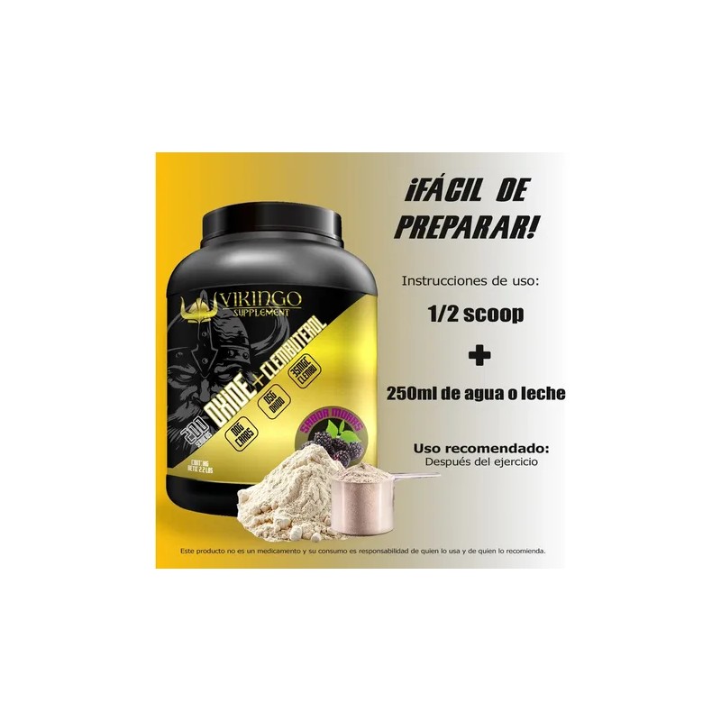 Óxido Nítrico Clembuterol Protein Vikingo 1kg Pre Entreno