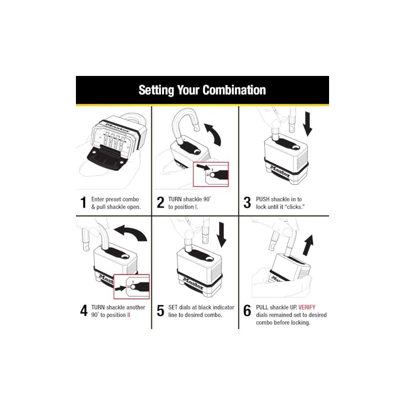 Master Lock M176XDLH - Candado de combinación para exteriores, resistente