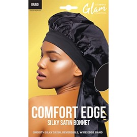 DONNA Comfort Edge Reversible Silky BRAID Satin Bonnet for Women Silk Bonnet for Sleeping Satin Bonnet1PC, MIDNIGHT COLOR