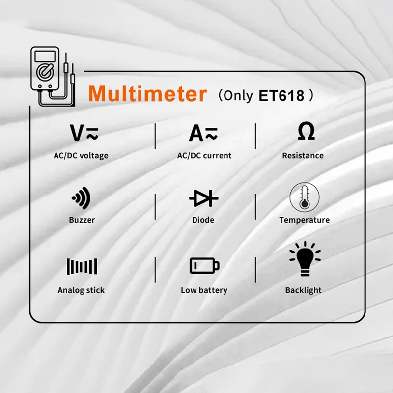 ET616 Network Cable Tester Multimeter Multifunctional Line Finder with LCD
