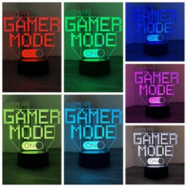 Fincoly Gamer Mode On Night Light Gamer Room Gaming Desk Decor Lamp 3D Illusion Gamer Funny Light with LED 16 Colors Changing Touch Remote Control for Mens Women Youth Birthday Gift