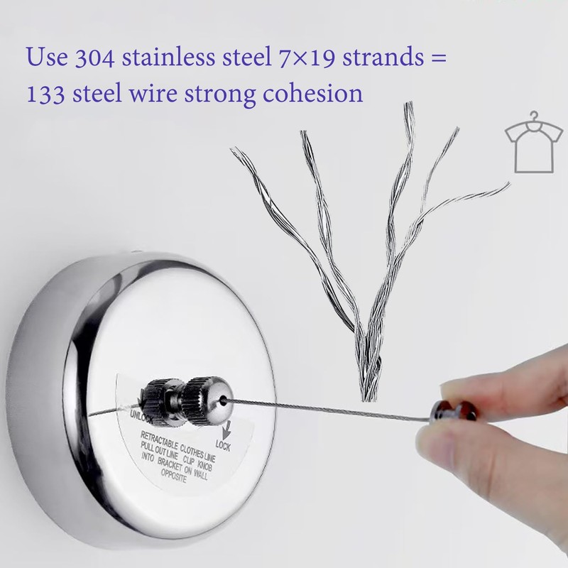 HOYOJU Clothes Line Retractable Clothesline of 304 Stainless Steel with