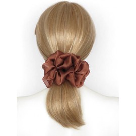 38 Colors Available, Big Scrunchies for Hair, Soft Cheer Chiffon large Ponytail Holder, Cute Birthday Gift for Women Girl Teen, Holiday Accessory (Chiffon Brown Tan)