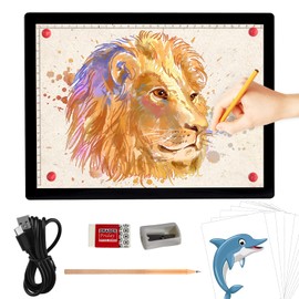 A4 Rechargeable Light Box, iVAOOZE Wireless Magnetic Tracing Light Pad, 5 Levels Brightness Artcraft Light Table, Cordless Battery Powered Light Drawing Board for Diamond Painting Cricut Weeding Vinyl
