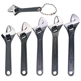 Wrench Set, Adjustable Wrench in 6 Sizes, Adjustable Wrench, Single Open-End Spanner Made of Carbon Steel, Repair Tools for Home, Mechanical Car Repair (Black)