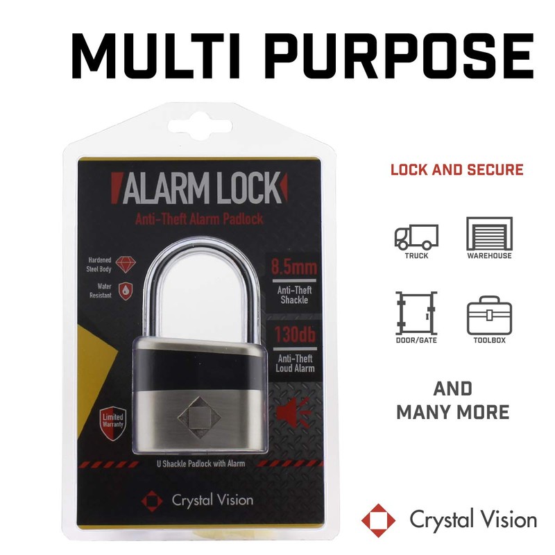 Crystal Vision Anti-Theft Loud 130db Alarm Lock Weather Proof Heavy