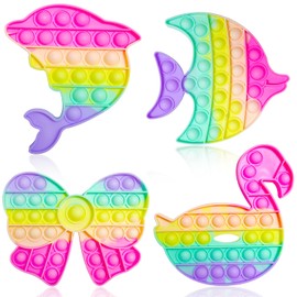 Yeefunjoy Push It and Pop Bubble, 4-Piece Poppit Pop Fidget Toy Set, Sensory Fidget Toy, Stress Relief Toy, Birthday Gift for Adults and Children to Relieve Anxiety and Autism