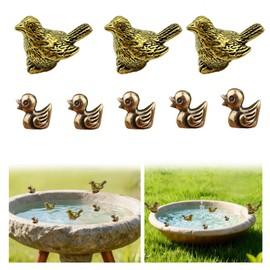 NITOTECA 8-Pack Copper Bird & Duck Decor with Patina Finish - Helps Support Water Clarity in Bird Baths & Fountains, Garden Ornaments for Outdoor Decor