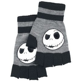The Nightmare Before Christmas Jack Face Unisex Short Finger Gloves Grey Mottled / Black, Grey mottled / black