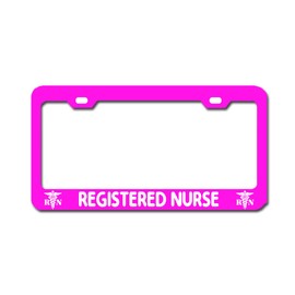 General Tag Registered Nurse Pink License Plate Frame Auto Cover Car Aluminum