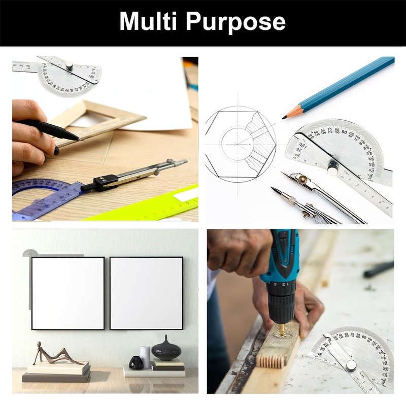 Nortools Stainless Steel Angle Protractor -180° Two Arm Ruler Adjustable