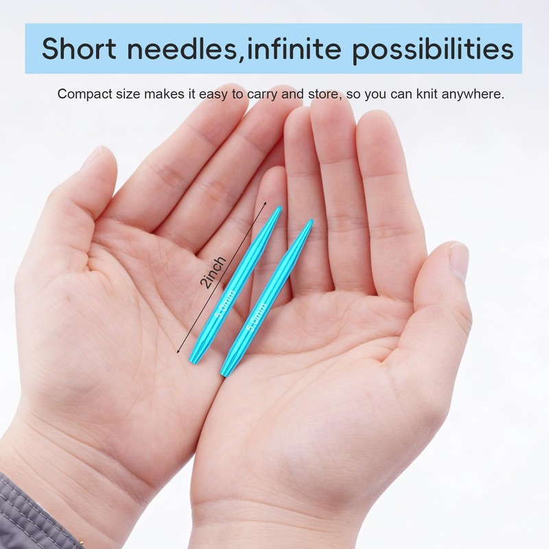 Hobekoee 2-Inch Short Interchangeable Circular Knitting Needles Set
