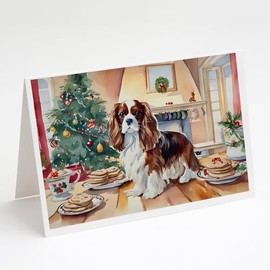 Caroline's Treasures DAC3760GCA7P Cavalier Spaniel Christmas Cookies Greeting Cards Pack of 8 Blank Cards with Envelopes Whimsical A7 Size 5x7 Blank Note Cards