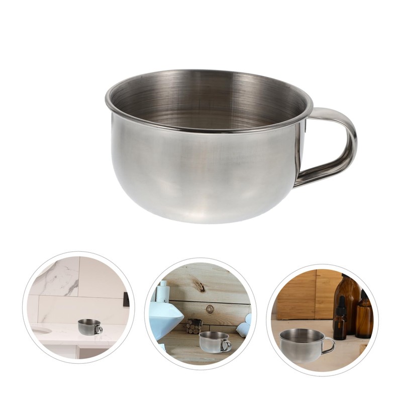 BIUDECO Elegant Men's Shaving Bowl Handle Stainless Steel Bowl for