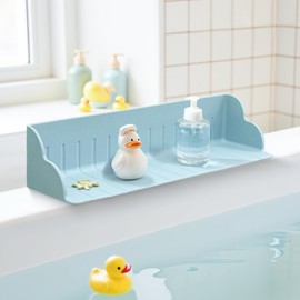 2 Pack Splash Guard for Bathtub,Bath Splash Guard for Tub Kids,Silicone Bath Guard Splash,Bathtub Toy Holder With 4 Strong Suction Cups,Kids Toy Bathtub Tray,Total 32 Inch Bath Tub Shelf and Organizer