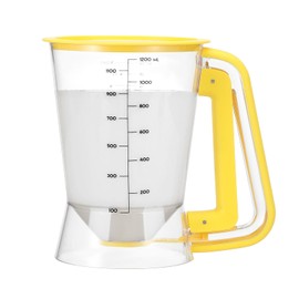 LAVIUS Pancake Batter Dispenser, 5 Cup Pancake Batter Dispenser, Measuring Label Included Easy - Pour Design, Ideal for Griddle, Cupcake, Waffle & Muffin Mix（Yellow）