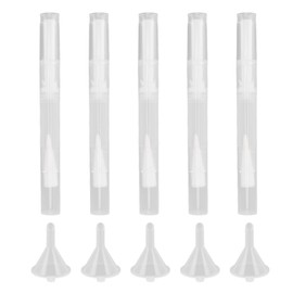PerGar 5 Set 5ml Transparent Twist Pen, Empty Cuticle Oil Pen, Transparent Twist Pen Nail Oil Pen, Empty Nail Oil Pen with Brush Tip, Nylon Fiber Brush Cuticle Oil Pen for Cosmetic Lip Gloss Container