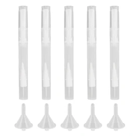 PerGar 5 Set 5ml Transparent Twist Pen, Empty Cuticle Oil Pen, Transparent Twist Pen Nail Oil Pen, Empty Nail Oil Pen with Brush Tip, Nylon Fiber Brush Cuticle Oil Pen for Cosmetic Lip Gloss Container
