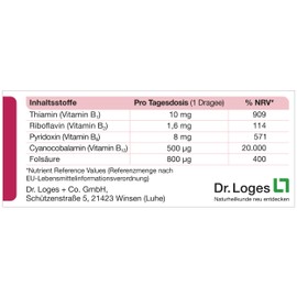 vasoLoges® S Homocysteine - 30 Tablets - Combination for Homocysteine Lowering - Dietary Supplement to Support Normal Homocysteine Metabolism with Additional Vitamin B1