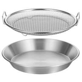 Oil Filter Tray, Stainless Steel Mesh Drain Basket Colanders Air Fryer Accessories for Fried Food Draining Rack Barbecue Grill Tray Net Draining Pan Strainer for Vegetable Dessert