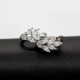 Uloveido Girl's Marquise Cut White Cubic Zirconia U Hoop Earrings Platinum Plated Lab Created Diamond Wedding Earrings Y337 (White)