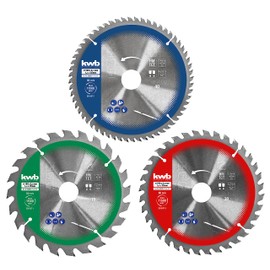 kwb 584699 Circular Saw Blade Set 160 x 25 / 20 / 16 mm for Hand-Held Circular Saws Pull-Cap Mitre Saws for Sheet Materials & Building Materials, 584699