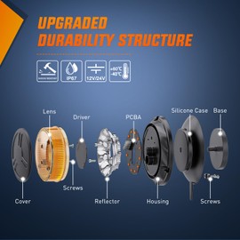 Nilight Amber Beacon Light 12V-24V Aluminum Base Flashing Safety Warning Lights Permanent & Magnet Mount LED Emergency Rotating Strobe Light for Forklift Truck Tractor UTV Snow Plow, 2 Years Warranty