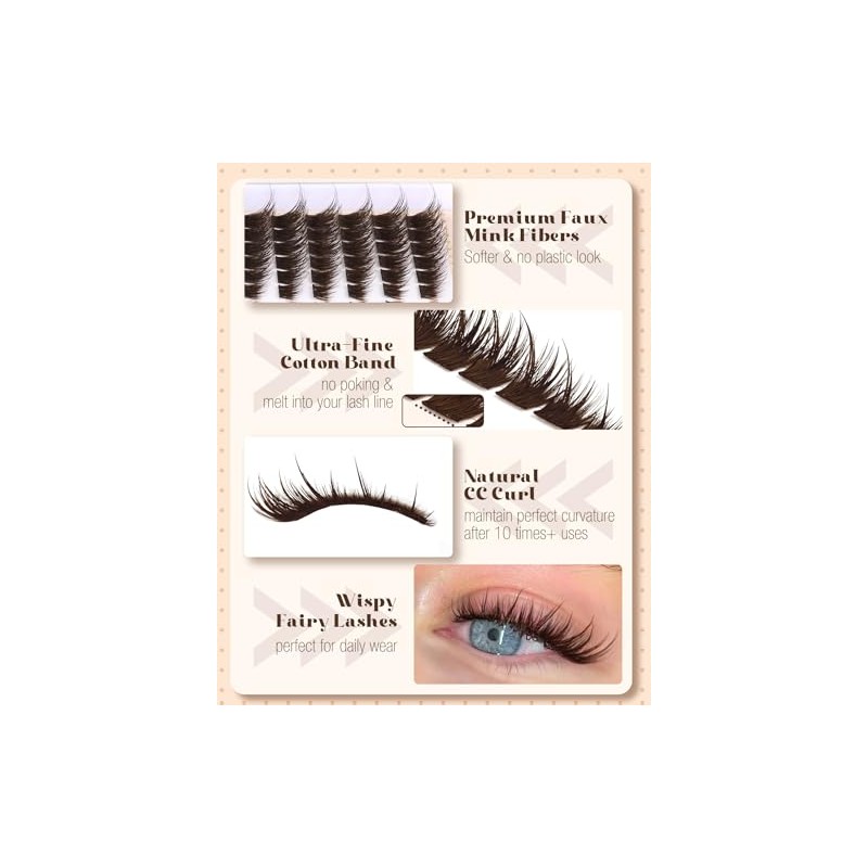 Brown Lash Clusters Pre-Mapped Eyelash Clusters Cat Eye Cluster Eyelash