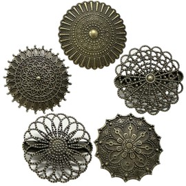 5 Styles Vintage Cardigan Clips, Brooches & Lapel Pins for Women, Round Vintage Flowers Cardigan Clips, Brooches for Clothing, Sweaters, Scarves, Bags, Cloaks, Dress Decoration, Metal