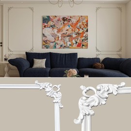 Ready to Assemble Wall Molding Kit Corners Made into 1 Top and 1 Bottom Frame Premade Accent Wall Molding Wainscoting Panels for Interior Wall Decor Living Room and Bedroom