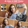 Digital Camera, 4K 64MP, 18X Zoom, Point and Shoot Digital
