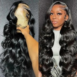Bling Hair Body Wave Lace Wigs For Women Real Human Hair Wigs 13x4 Lace Frontal Wig 34 36 Inch 13x6 Lace Frontal Wig Pre Plucked 180 Density:_13x4 lace wig -hot_16inch